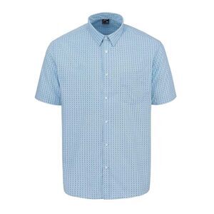 Fabric Mens Checked Poplin Short-Sleeved Shirt / Light Blue